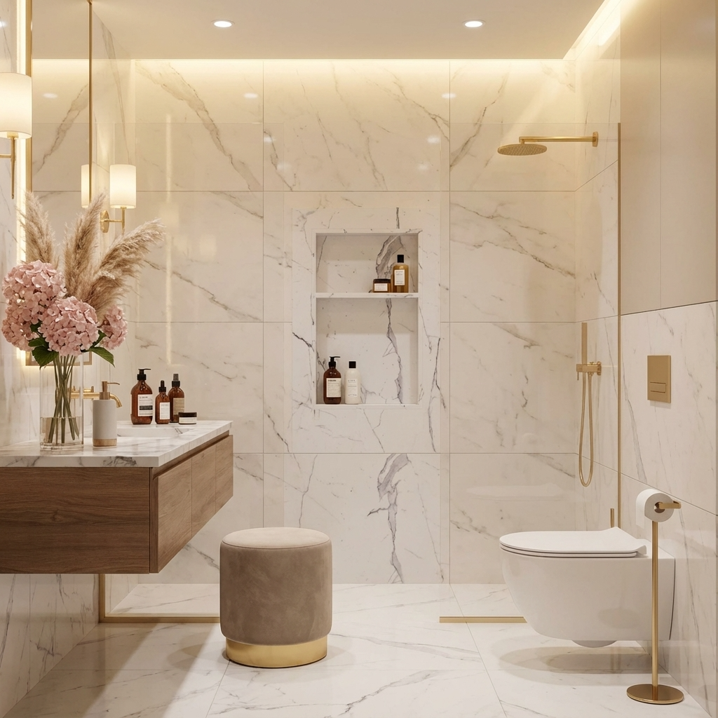 ArtiStone 16" x 24" Shower Niche in Calacatta (Pre-Attached Shelf)