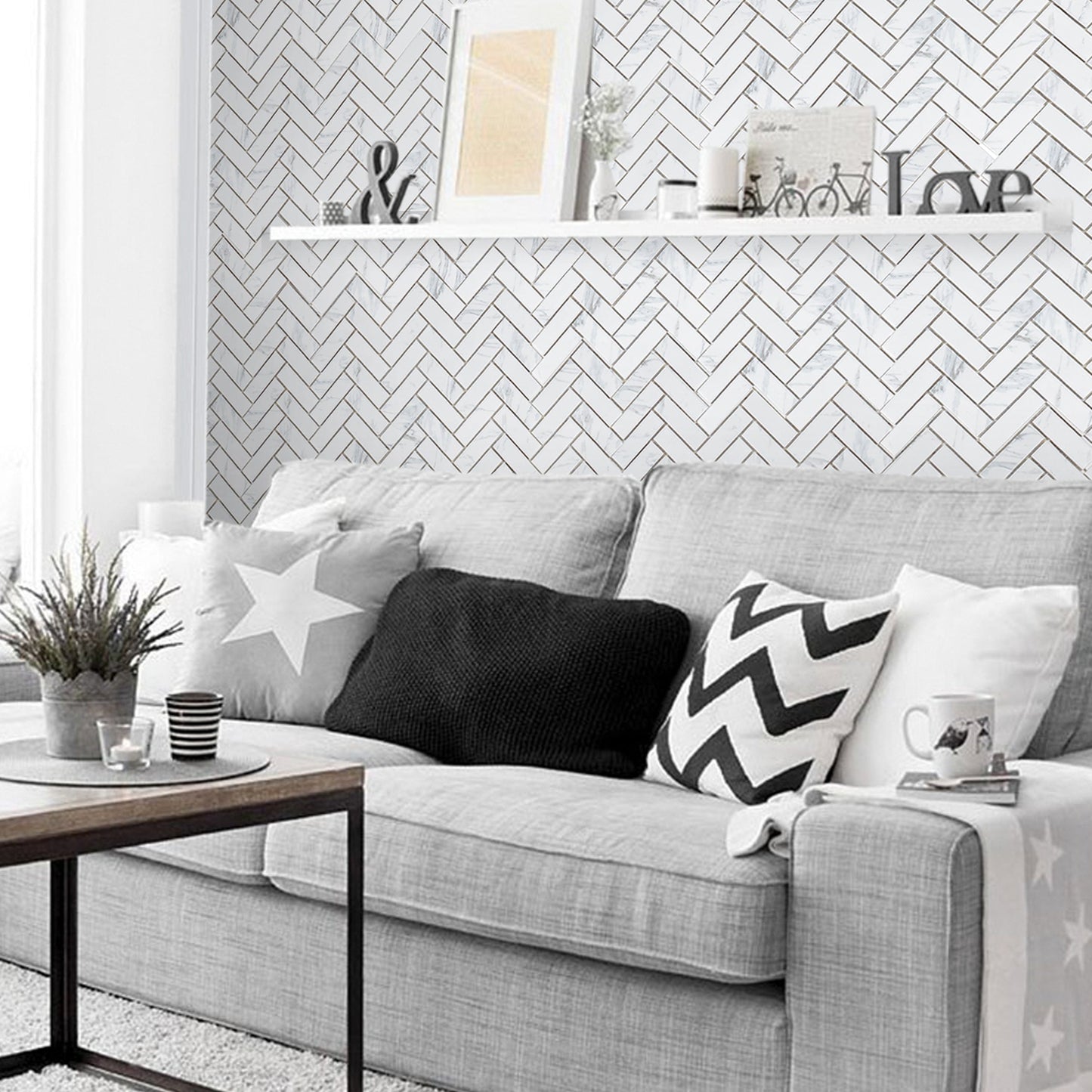 2"x6" Herringbone Tile in Matte Carrara