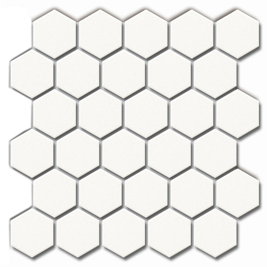 2" Hexagon Tile in Off White (Non Slip)