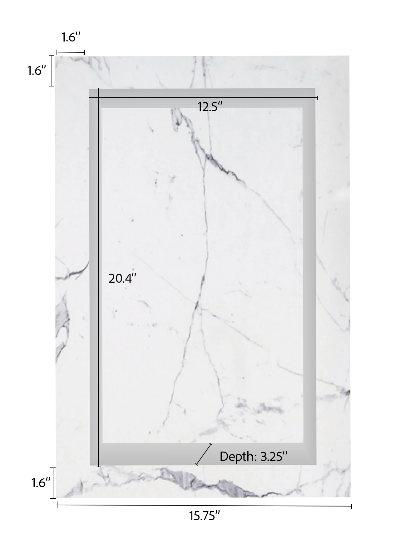 ArtiStone 16" x 24" Shower Niche in Calacatta (Loose Shelf)