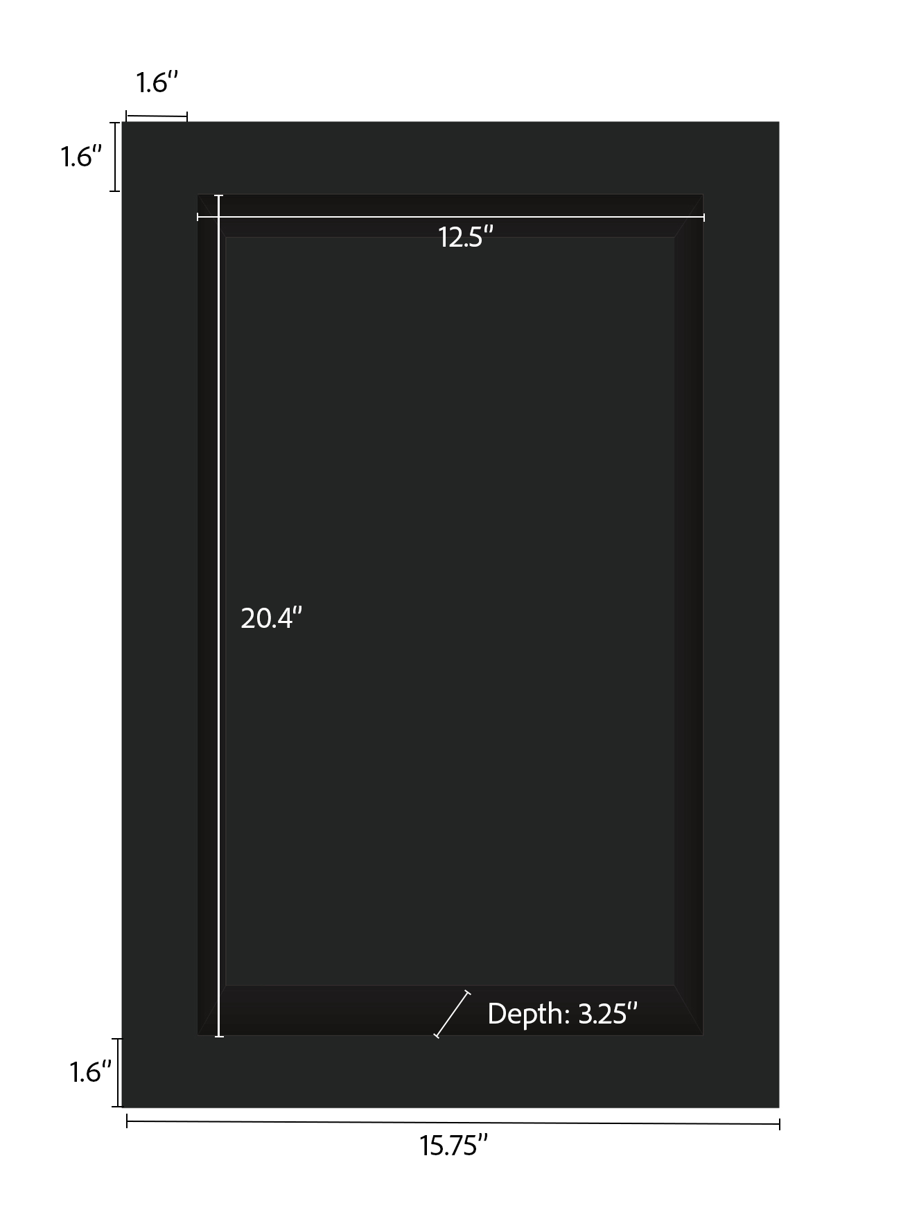 ArtiStone 16" x 24" Shower Niche in Pure Black (Loose Shelf)