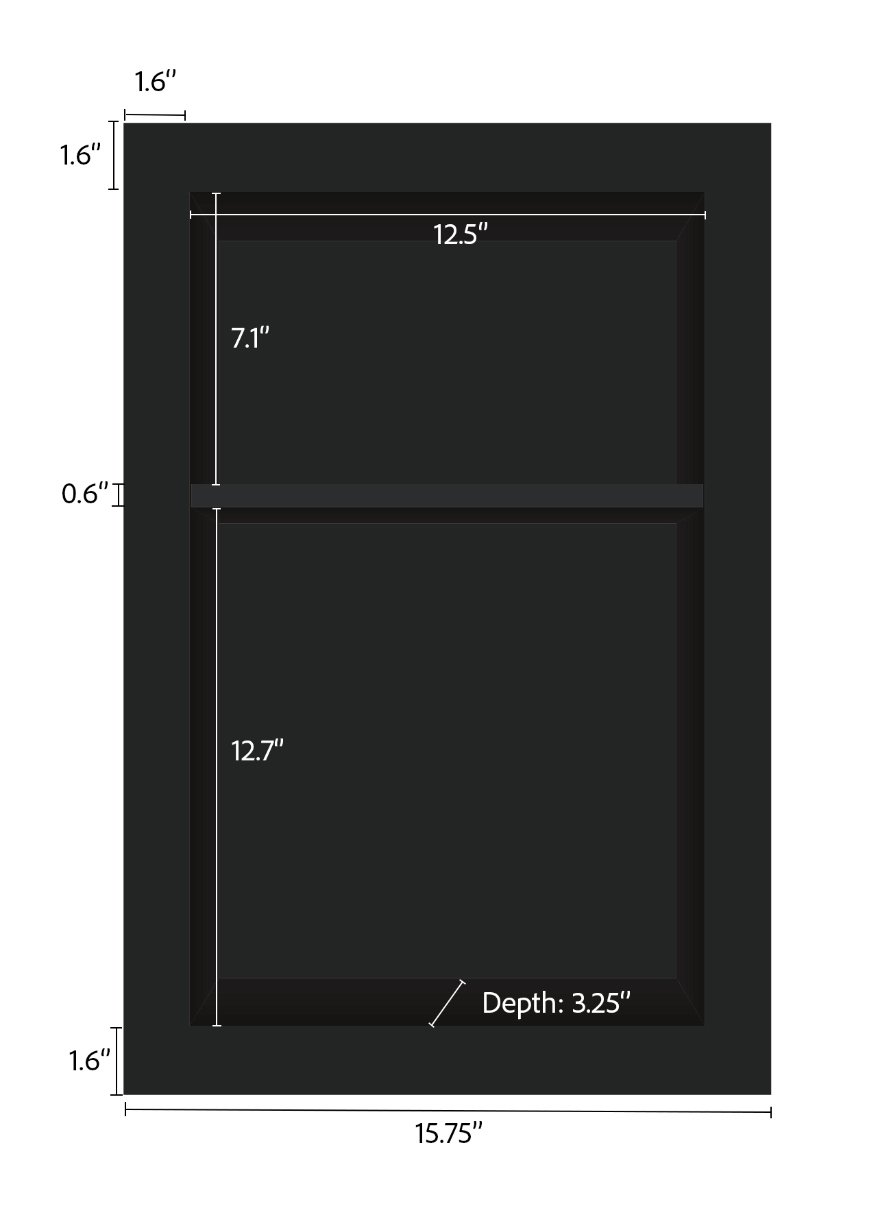 ArtiStone 16" x 24" Shower Niche in Pure Black (Pre-Attached Shelf)