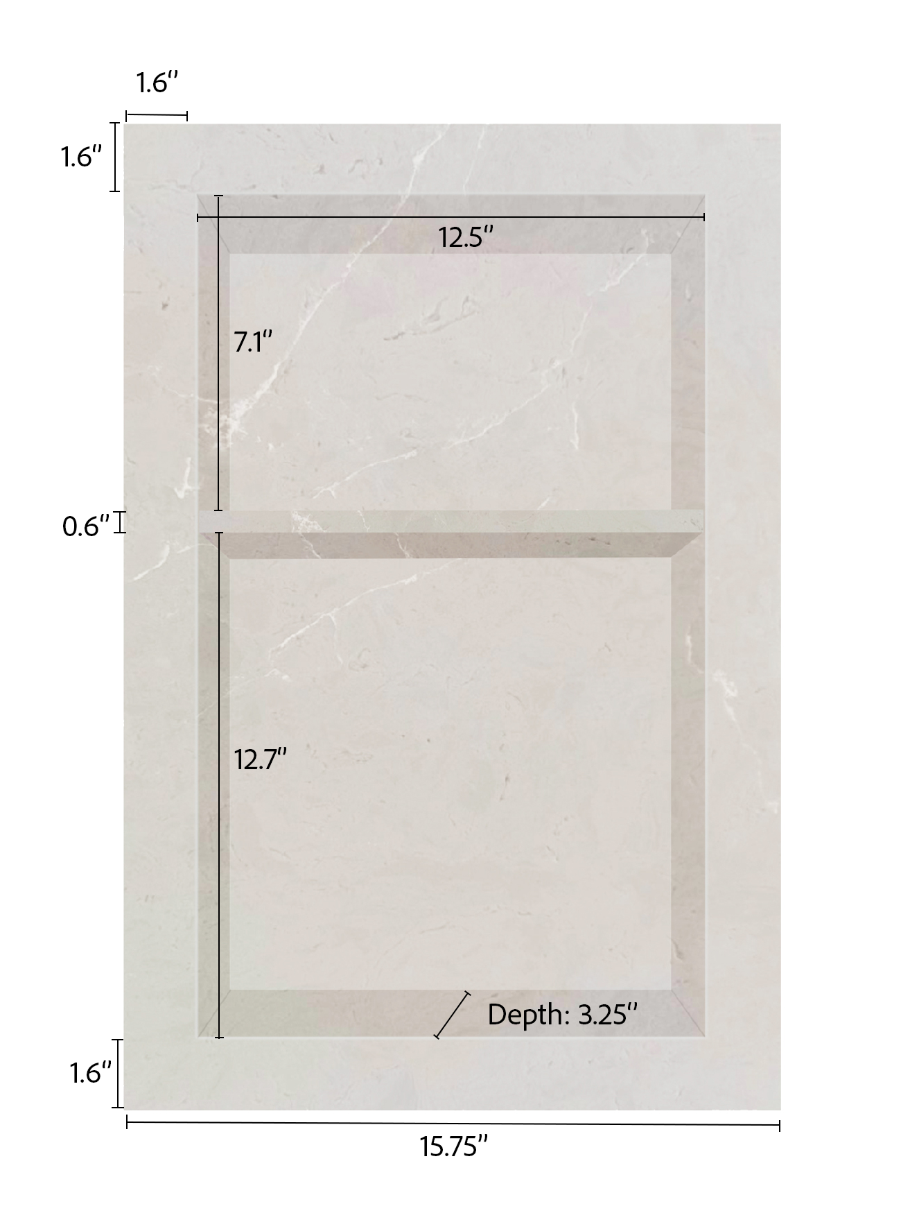 ArtiStone 16" x 24" Shower Niche in Cinderella Grey (Pre-Attached Shelf)