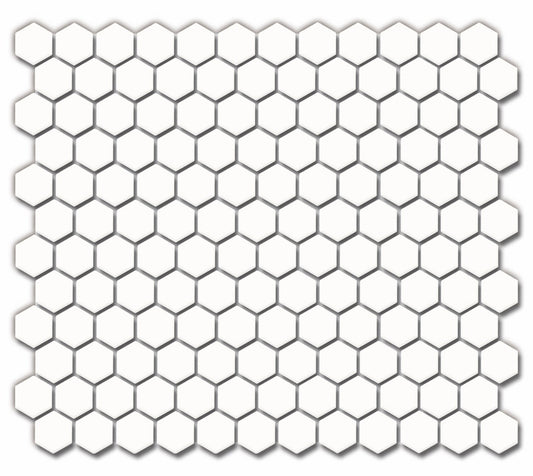 1" White Hexagon Tile