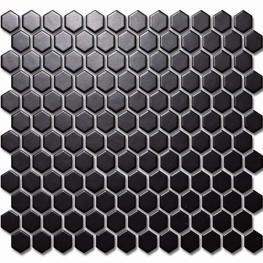 1" Black Hexagon Tile