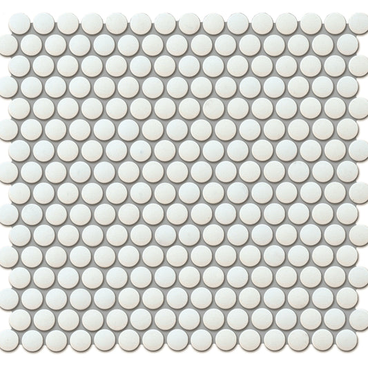 1" Penny Tile in Snow White (Non Slip)