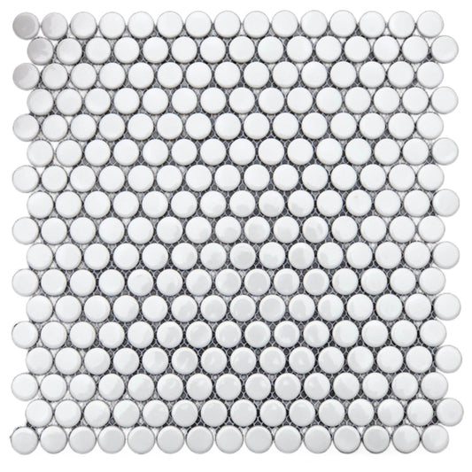 1" Penny Tile in Glossy White