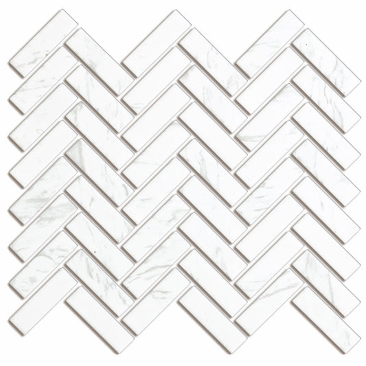 1"x3" Herringbone Tile in Matte Carrara