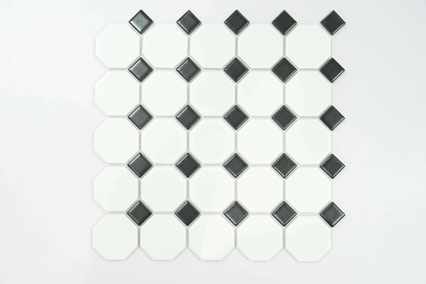 White Octagon with Black Dot Matte