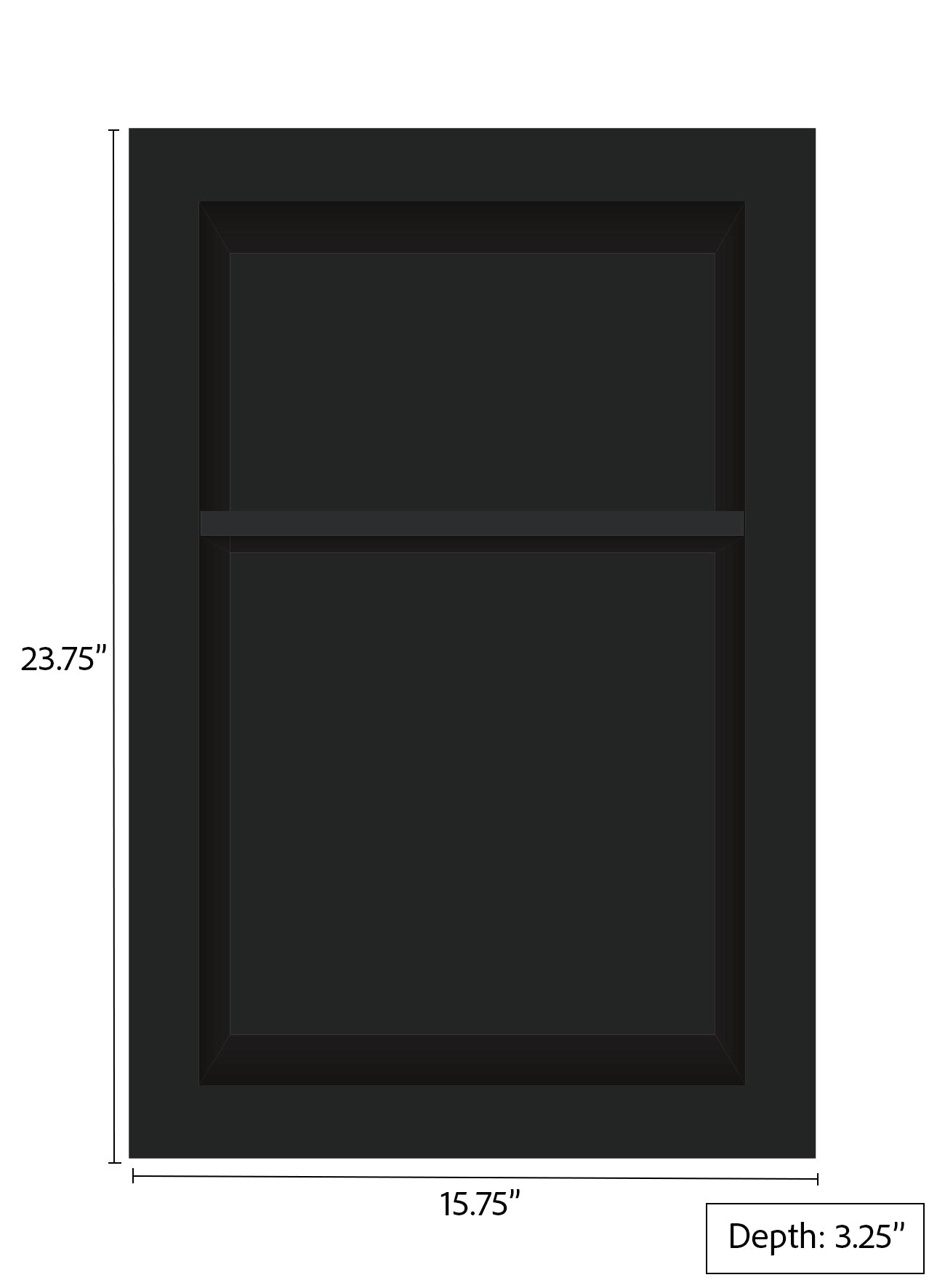 ArtiStone 16" x 24" Shower Niche in Pure Black (Pre-Attached Shelf)