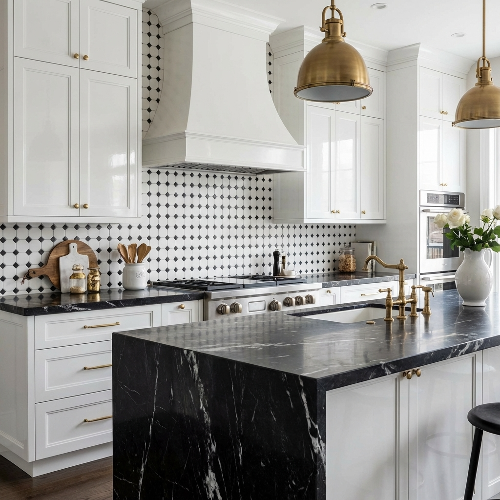 White Octagon with Black Dot Matte