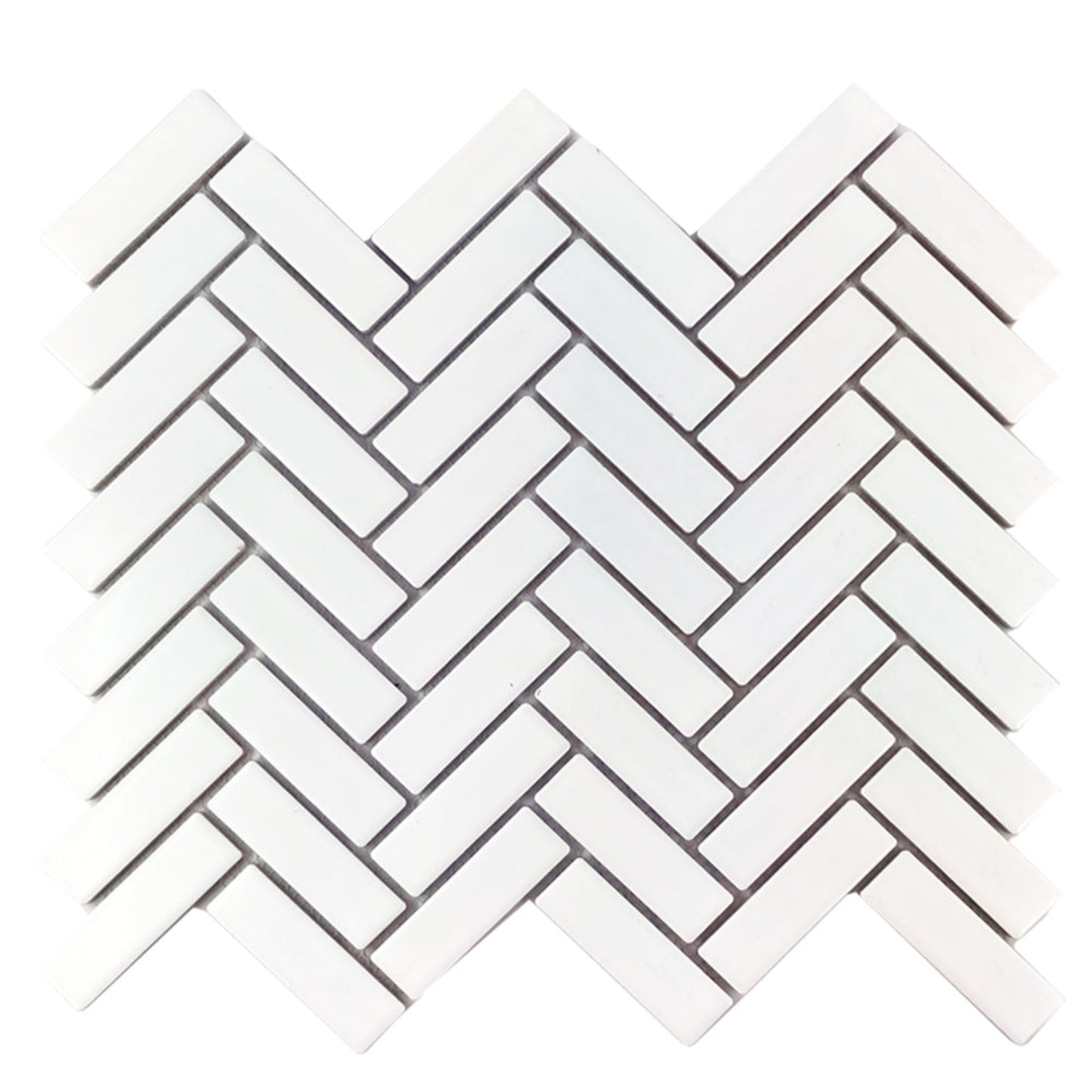 1"x3" Herringbone Tile in Matte White