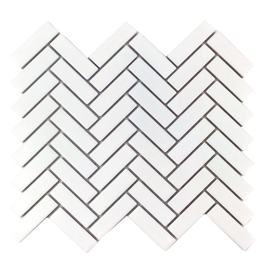 1"x3" Herringbone Tile in Matte White