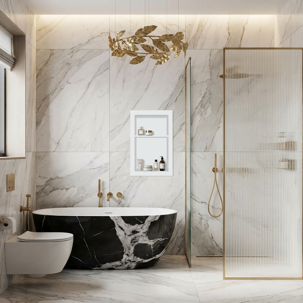 16" x 24" Shower Niche in Super White (with Shelf)