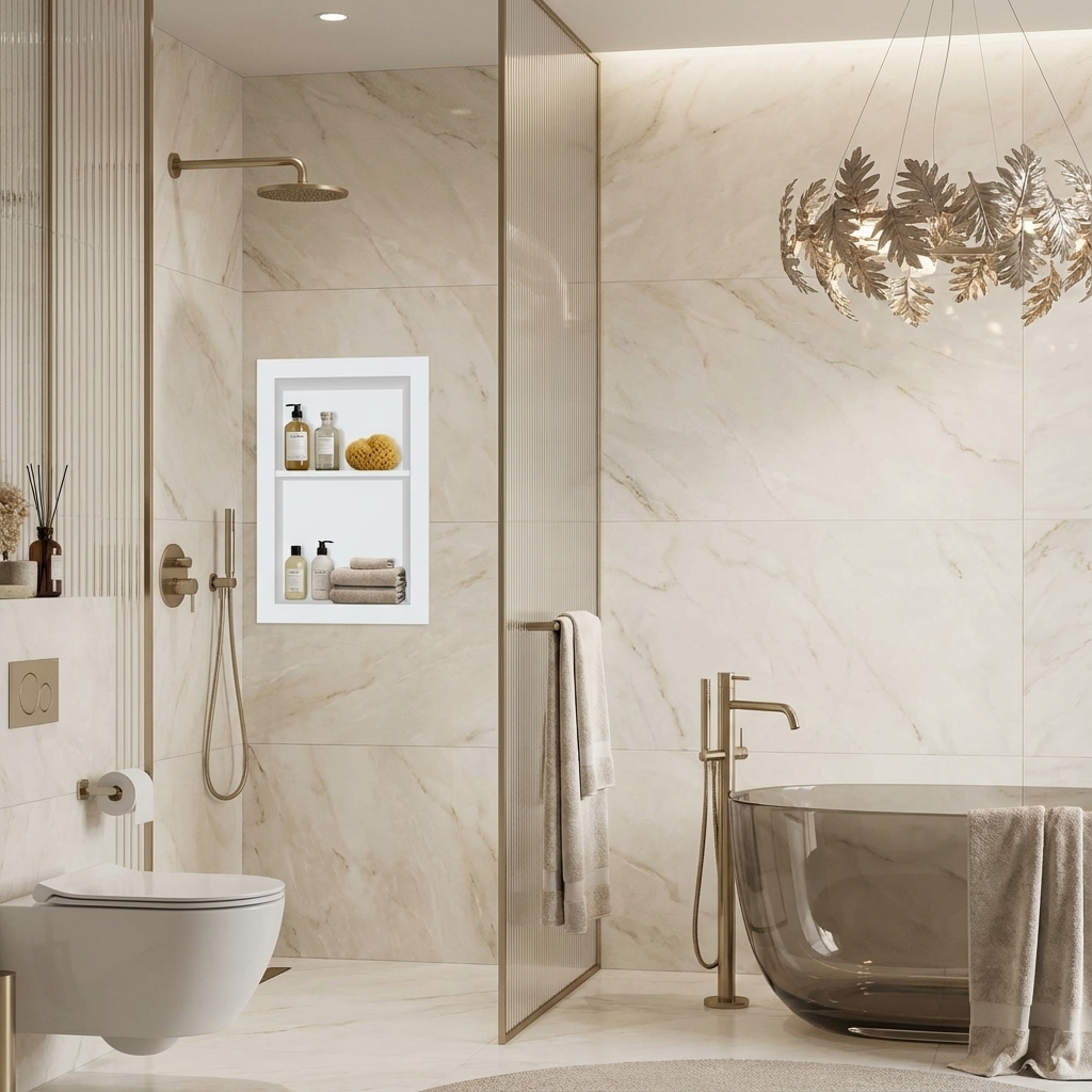 16" x 24" Shower Niche in Super White (with Shelf)