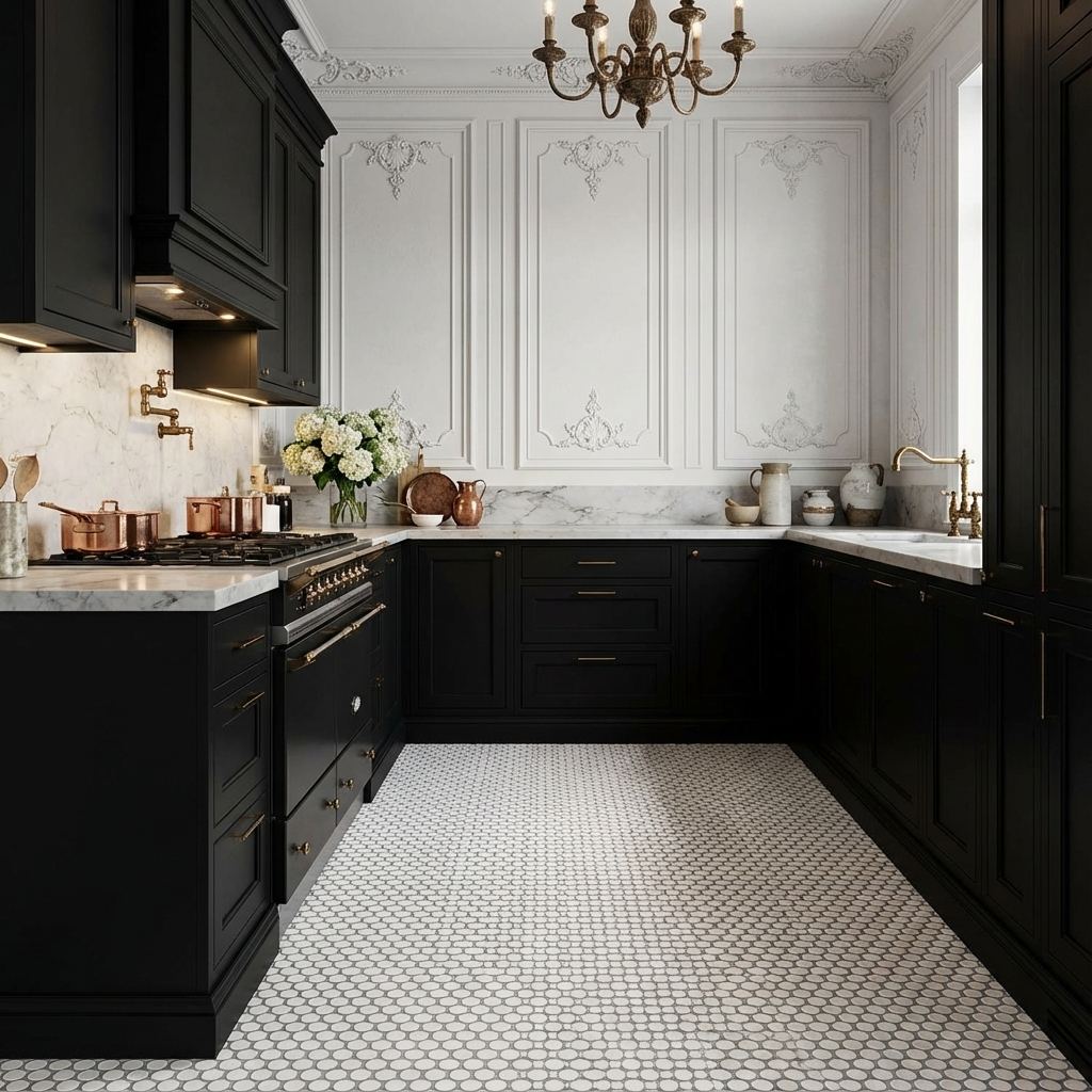 1" Penny Tile in Snow White (Non Slip)