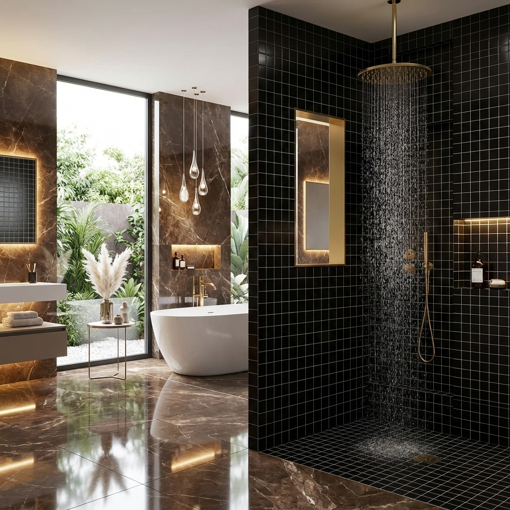 2" Black Square Tile