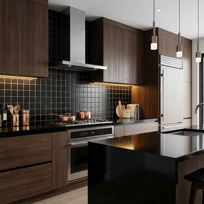 2" Black Square Tile