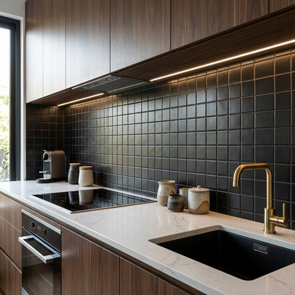 2" Black Square Tile