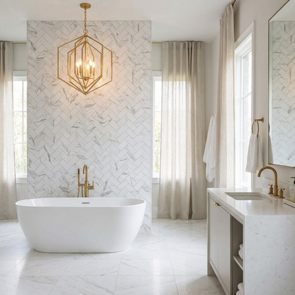 2"x6" Herringbone Tile in Matte Carrara