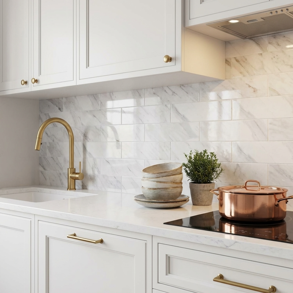 3" x 12" Subway Tile in Glossy Carrara