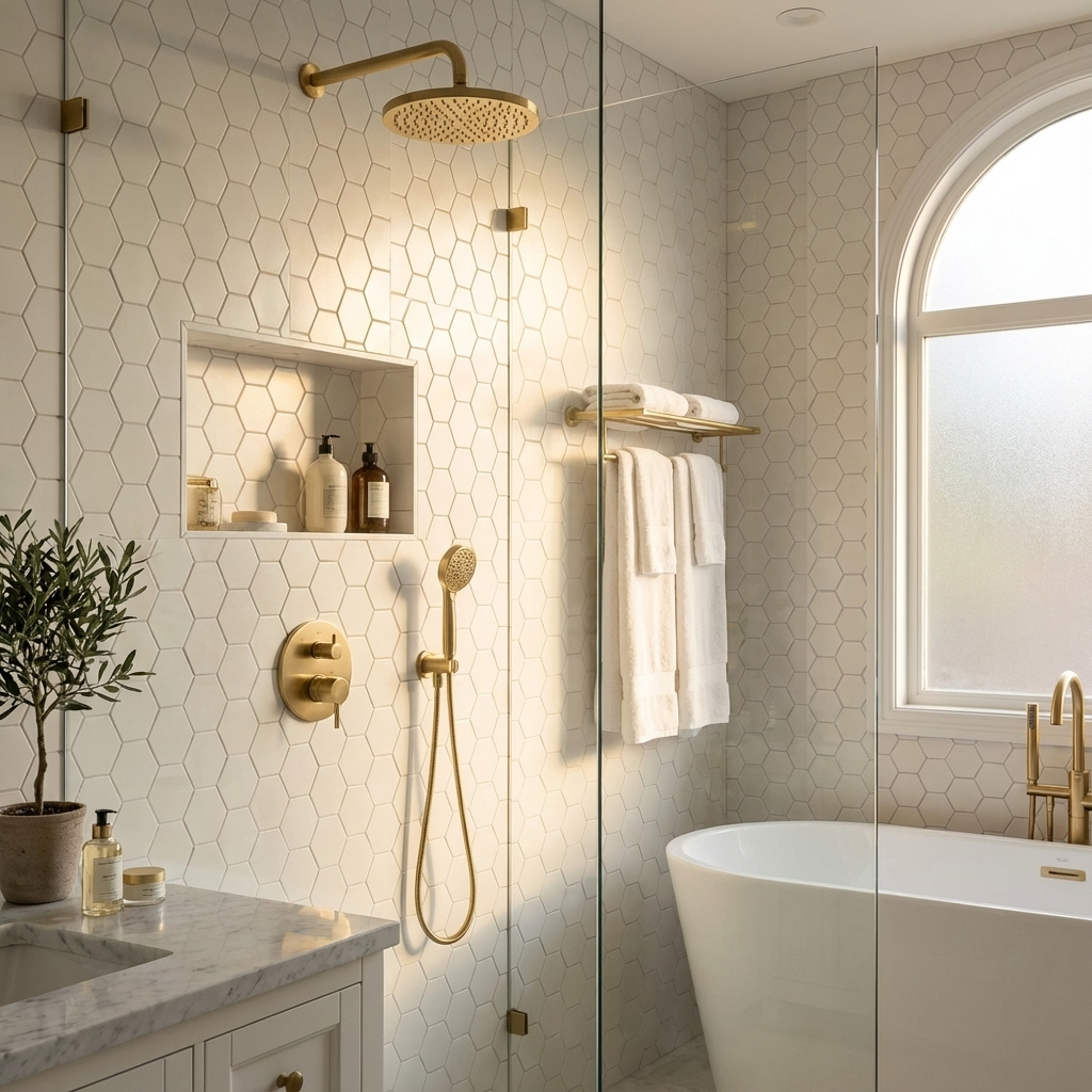 4" White Hexagon Tile