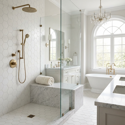 4" White Hexagon Tile