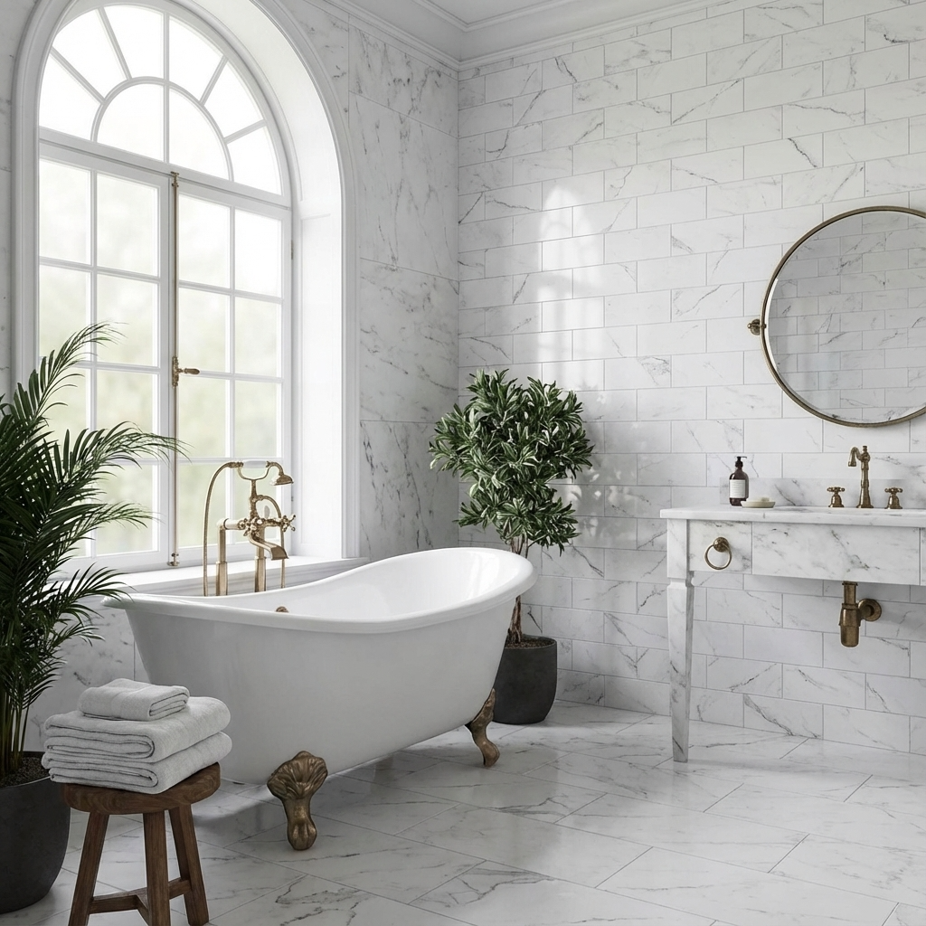 4" x 12" Subway Tile in Glossy Carrara