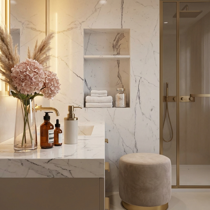 ArtiStone 16" x 24" Shower Niche in Calacatta (Pre-Attached Shelf)