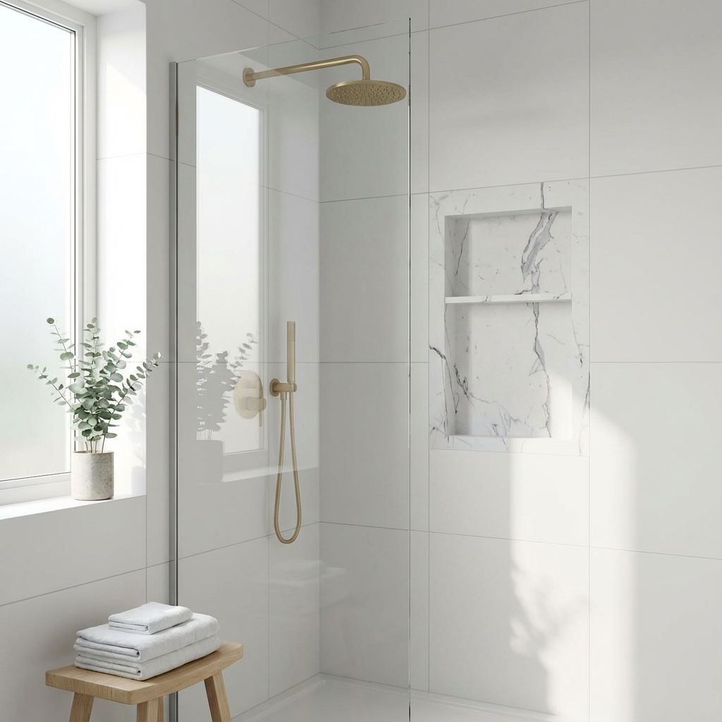 ArtiStone 16" x 24" Shower Niche in Calacatta (Pre-Attached Shelf)