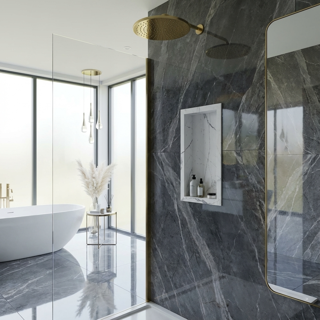 ArtiStone 16" x 24" Shower Niche in Calacatta (Loose Shelf)