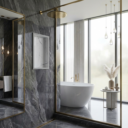 ArtiStone 16" x 24" Shower Niche in Calacatta (Loose Shelf)