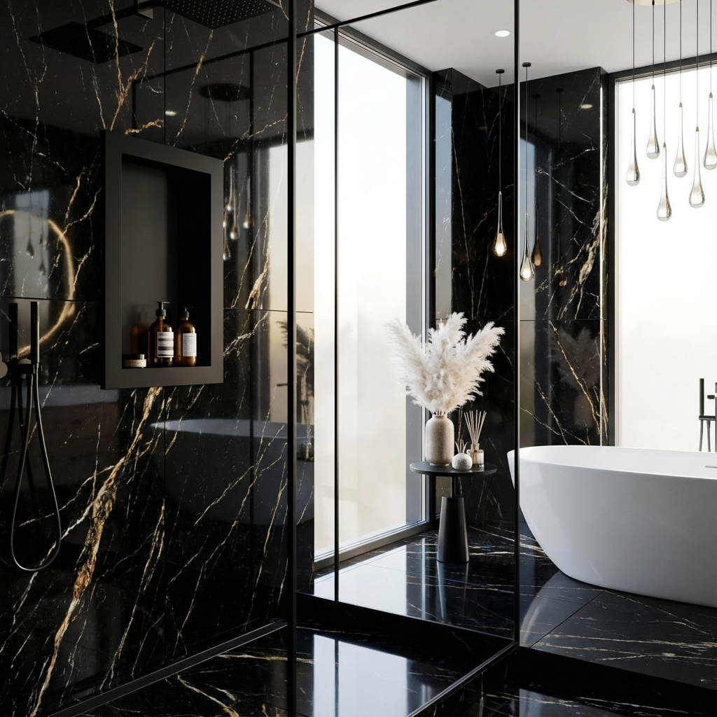 ArtiStone 16" x 24" Shower Niche in Pure Black (Loose Shelf)