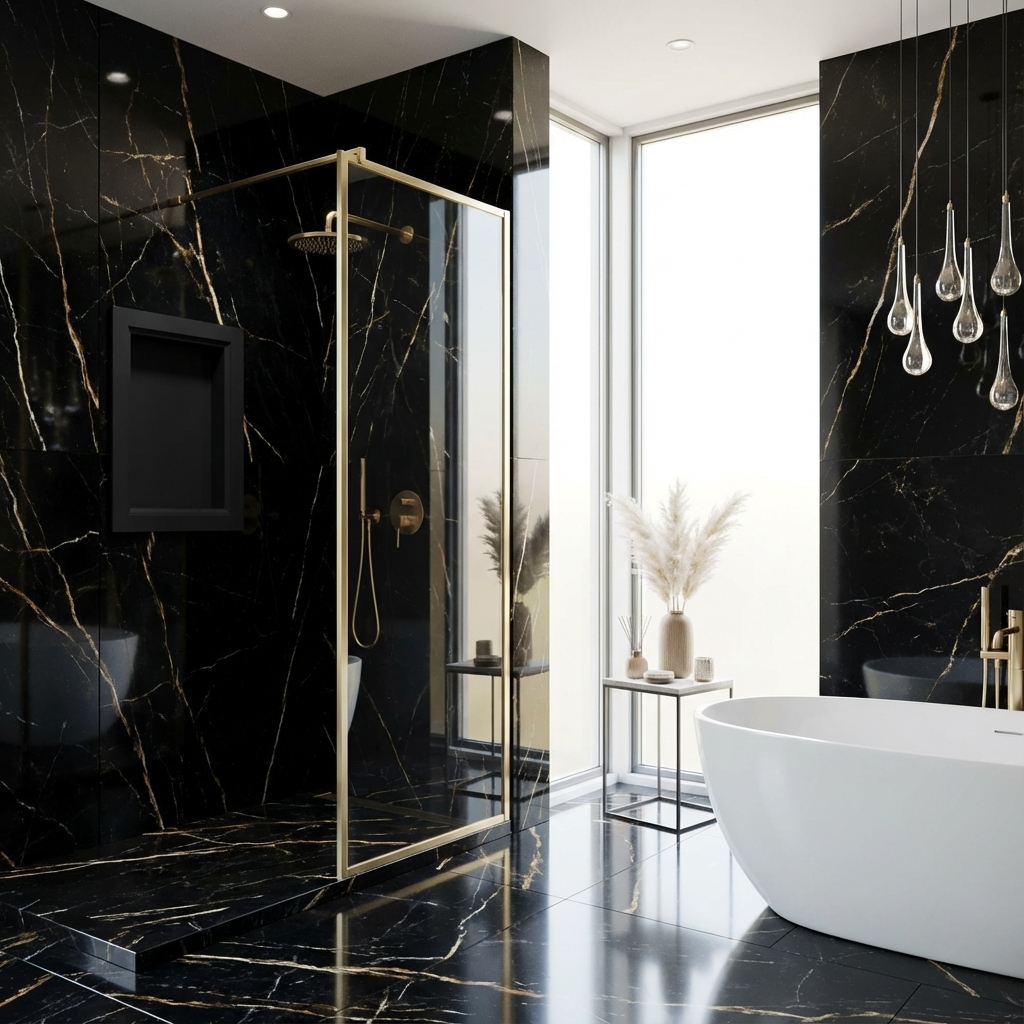 ArtiStone 16" x 24" Shower Niche in Pure Black (Loose Shelf)