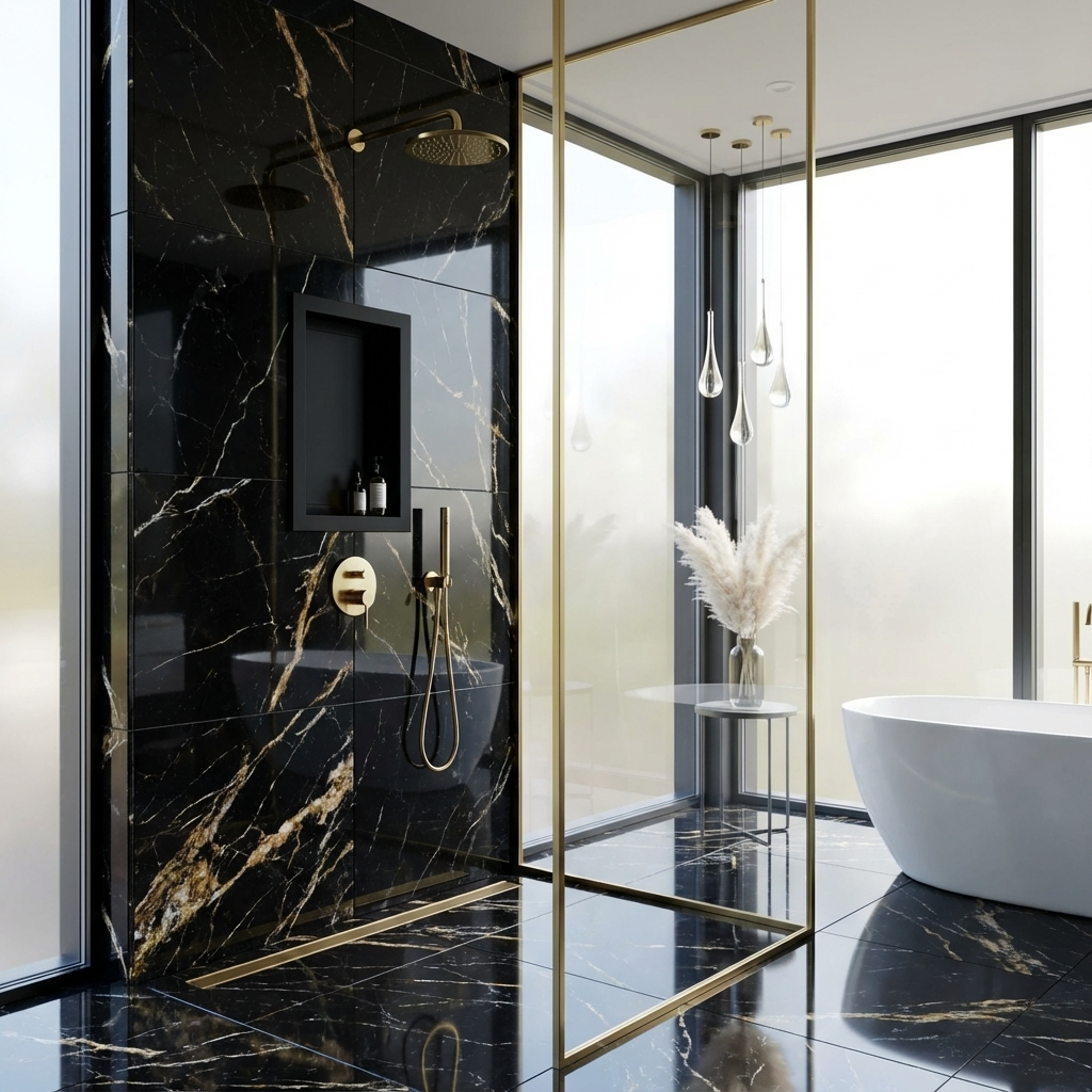 ArtiStone 16" x 24" Shower Niche in Pure Black (Loose Shelf)