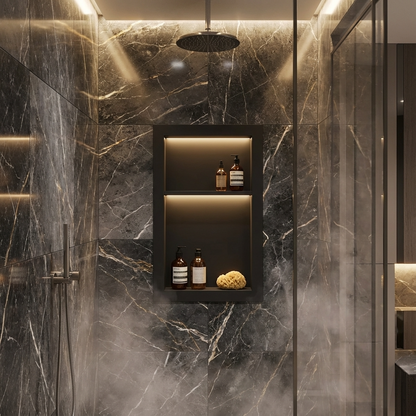 ArtiStone 16" x 24" Shower Niche in Pure Black (Pre-Attached Shelf)