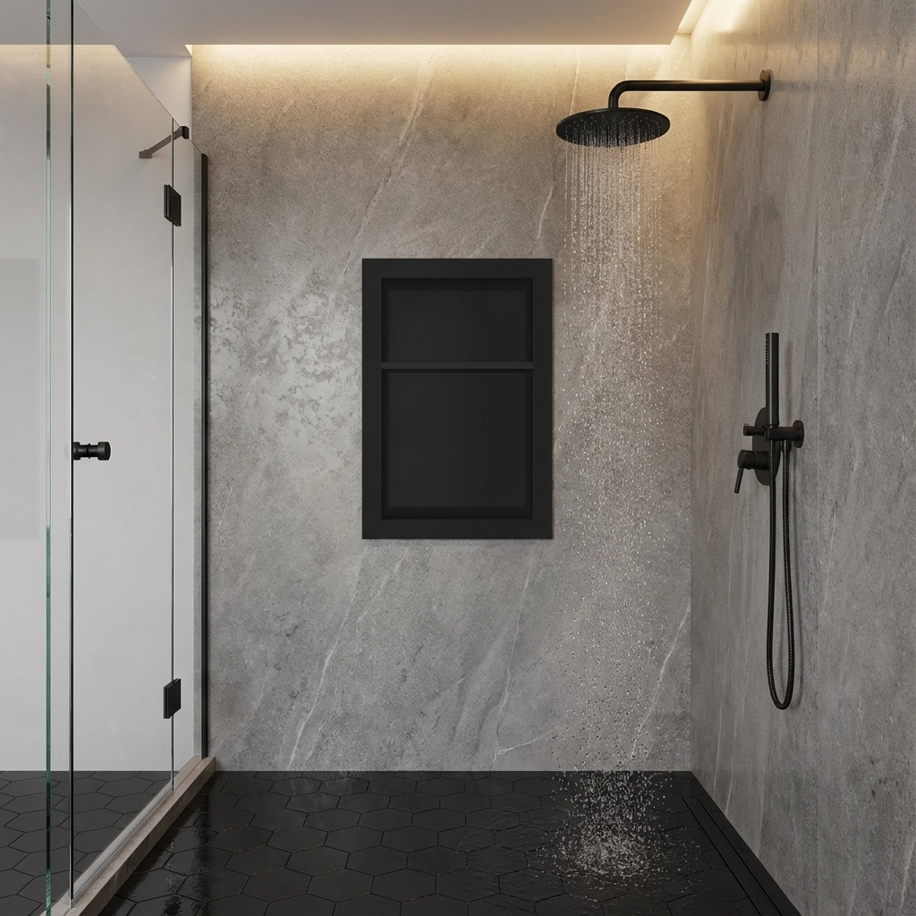 ArtiStone 16" x 24" Shower Niche in Pure Black (Pre-Attached Shelf)