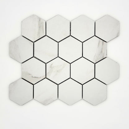 3" Carrara Hexagon Tile