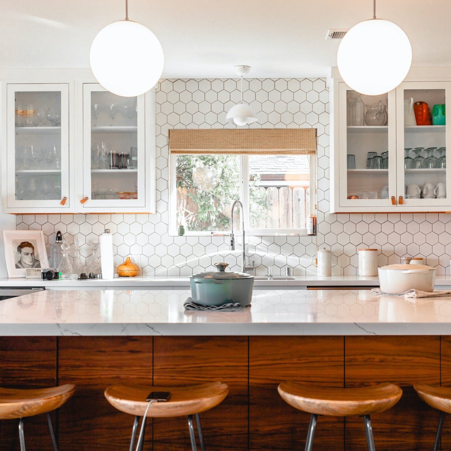 4" White Hexagon Tile