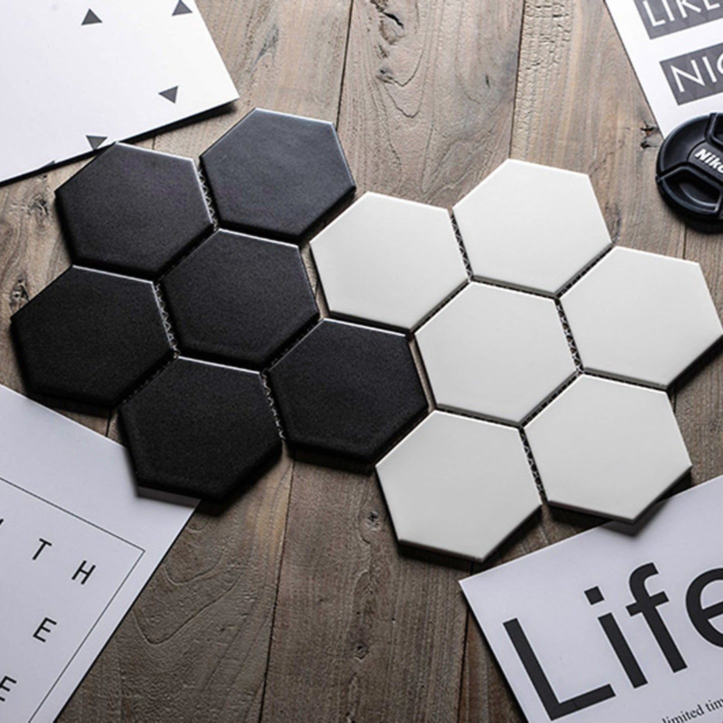 4" White Hexagon Tile