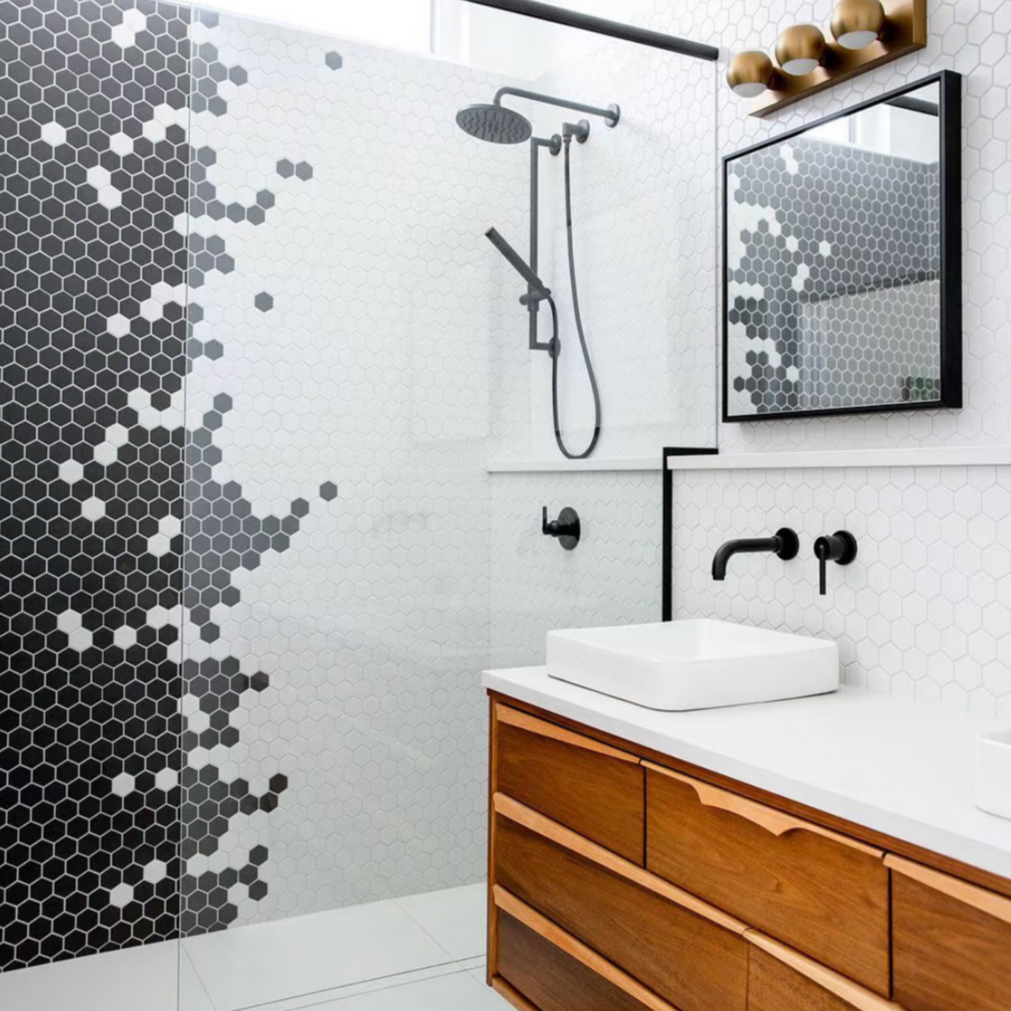 2" Black Hexagon Tile