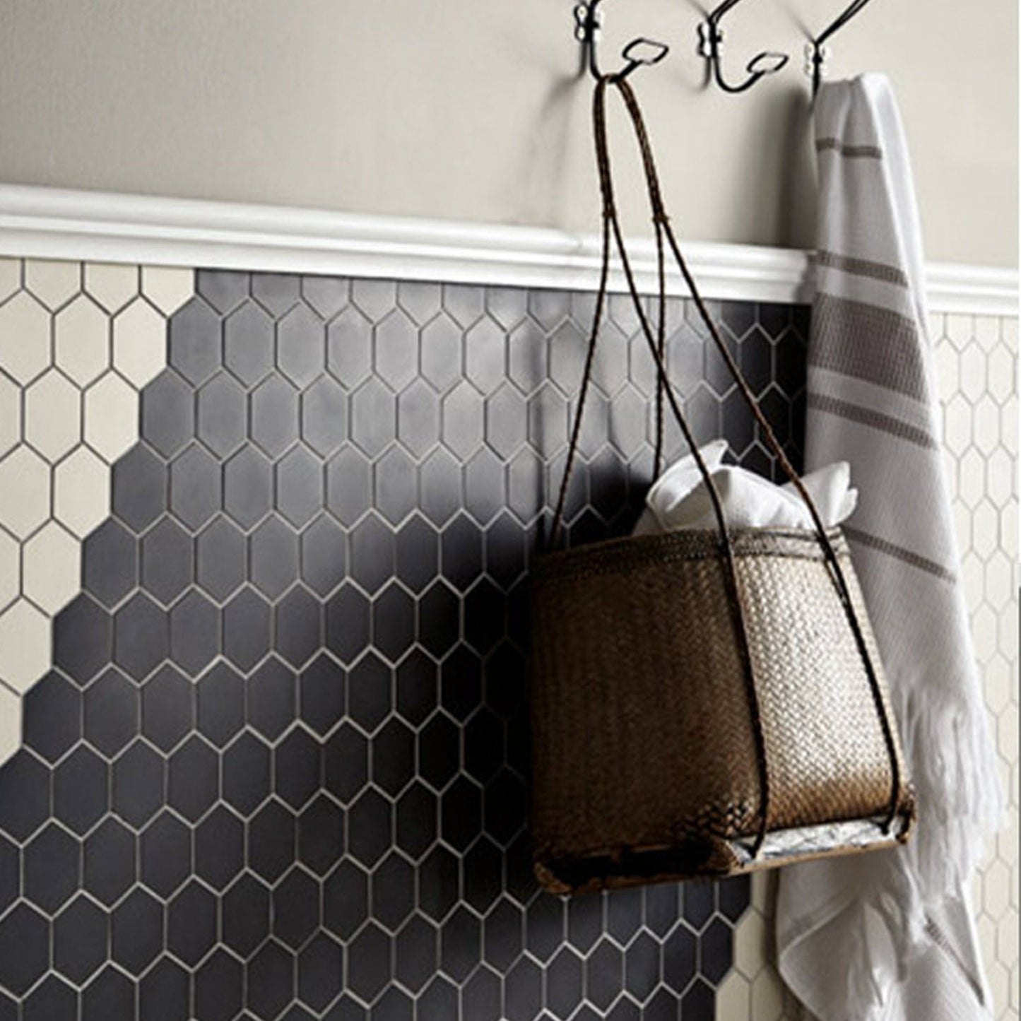 2" Black Hexagon Tile