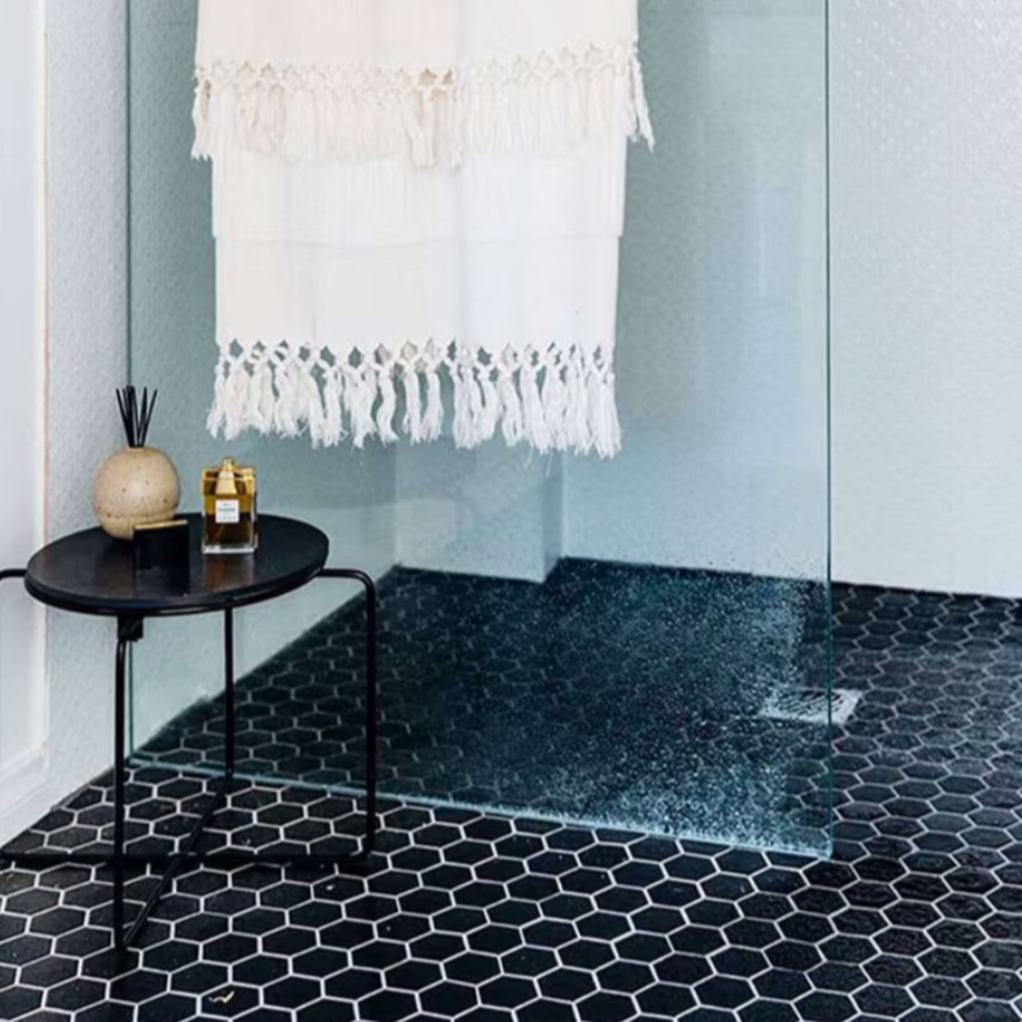 2" Black Hexagon Tile