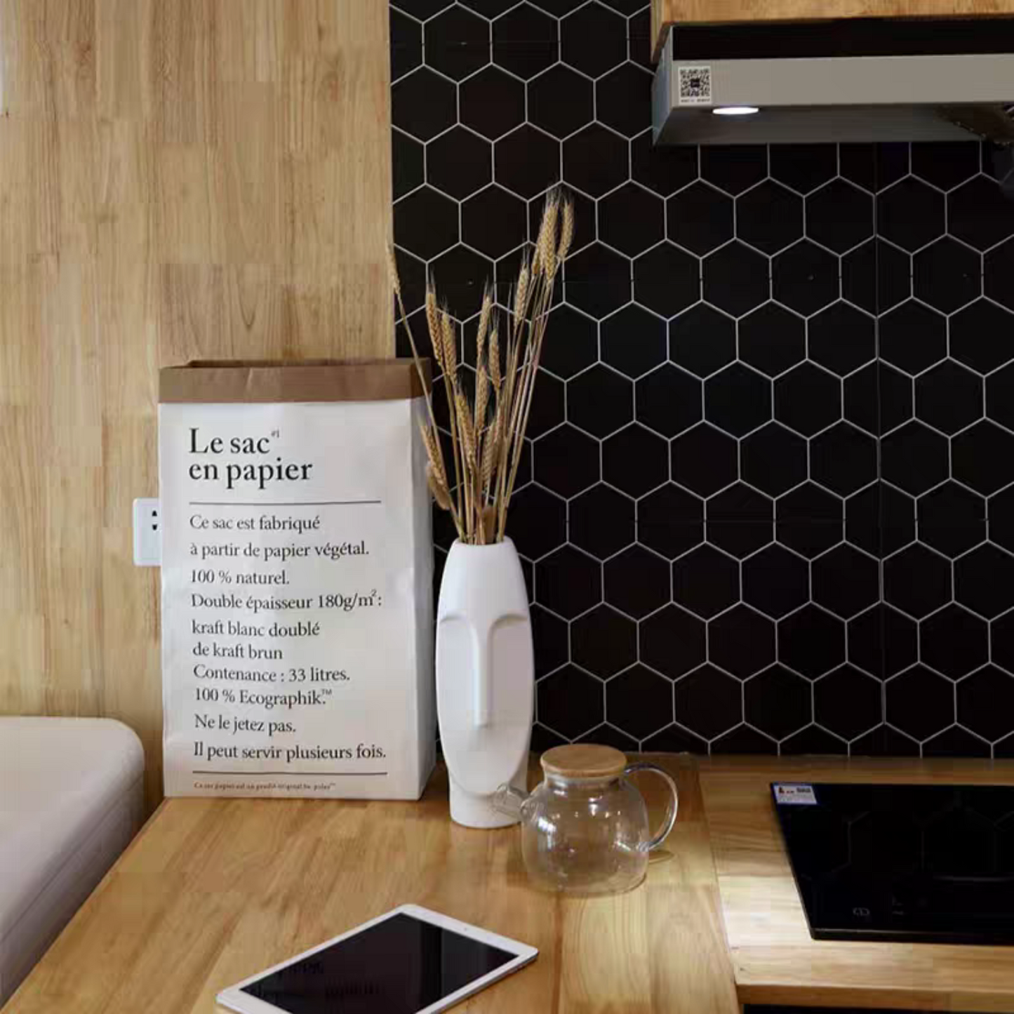 2" Black Hexagon Tile