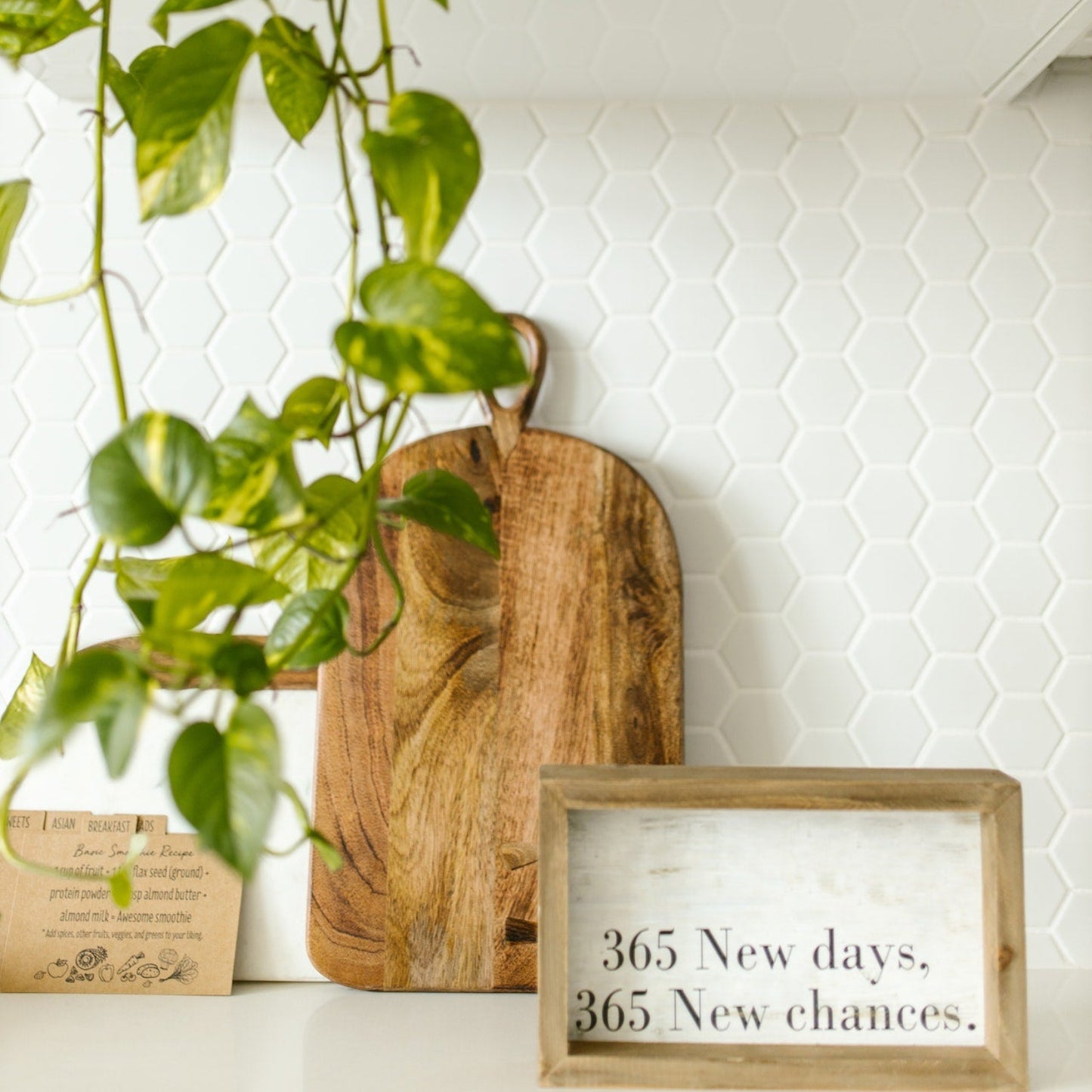 1" White Hexagon Tile