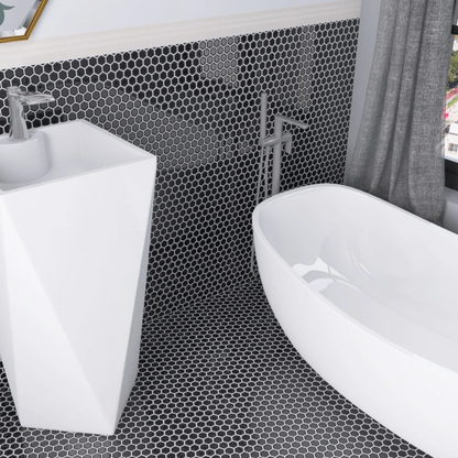 1" Black Hexagon Tile