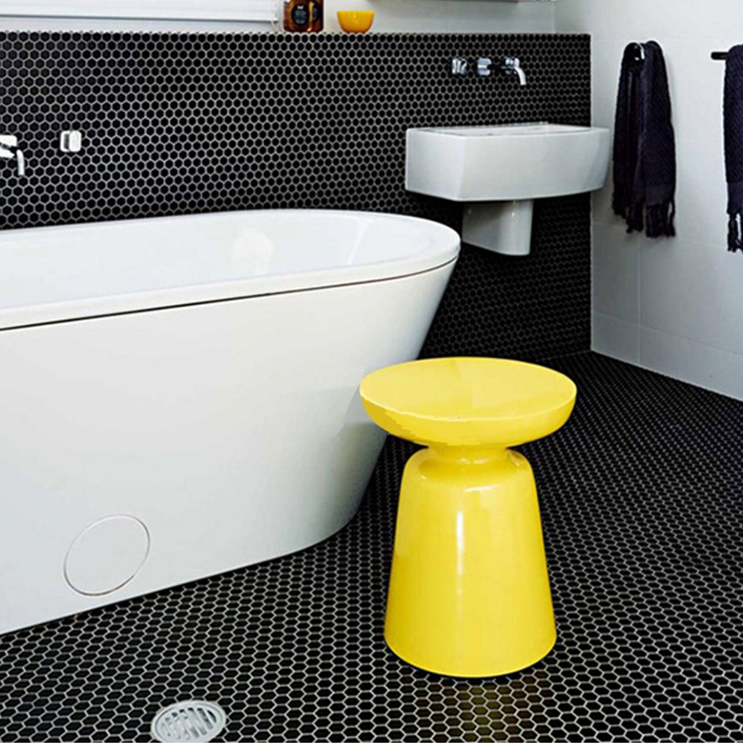1" Black Hexagon Tile
