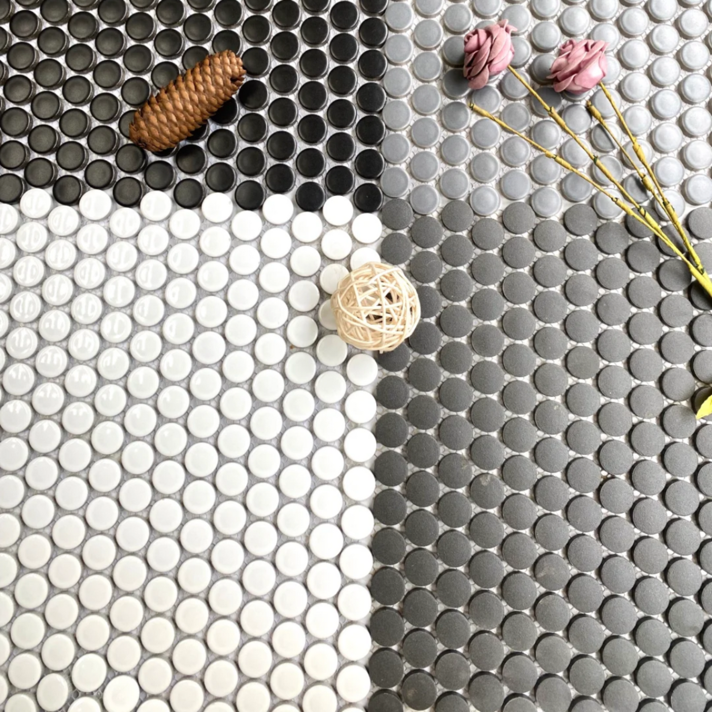 1" Grey Penny Tile (Non Slip)