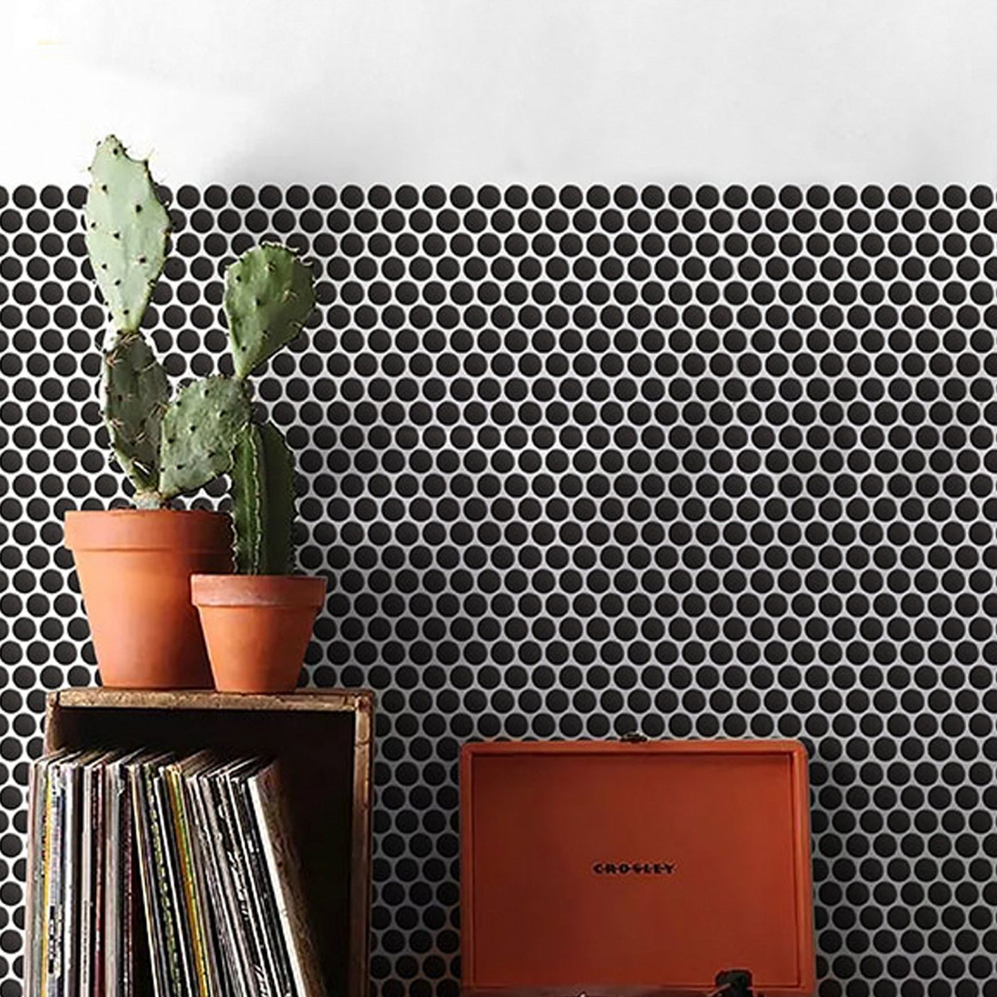 1" Black Penny Tile