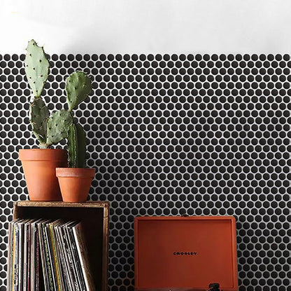 1" Black Penny Tile